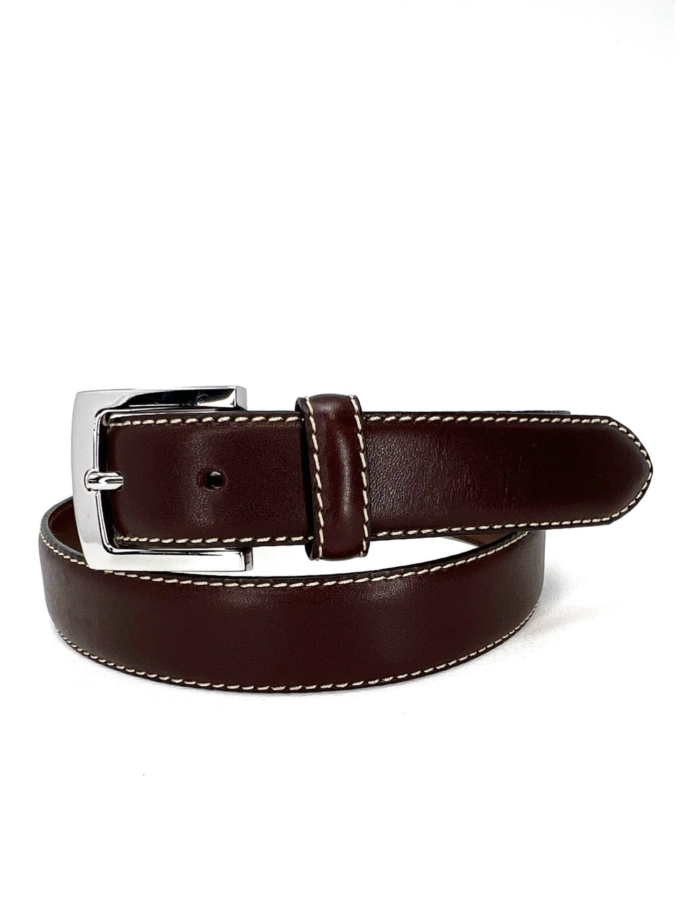 Vintage Brooks Brothers Brown Leather Men’s Belt Size 38 Silver-toned Buckle Vtg